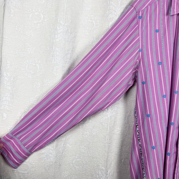 Robert Graham embroidered purple stripe button down Freshly Laundered Shirt - Picture 3 of 11